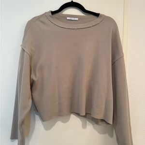 Zara Beige Long Sleeve Sweatshirt